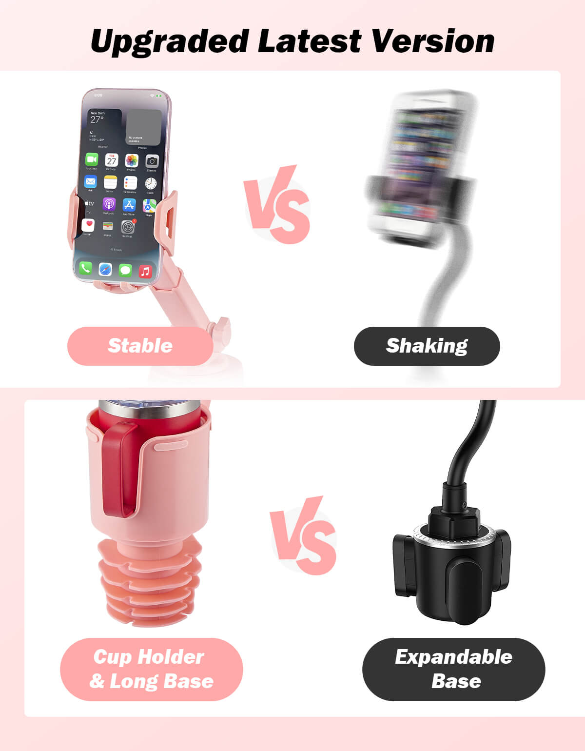 Cup Holder Phone Mount for Car, Compatible iPhone, Samsung & All Smartphones