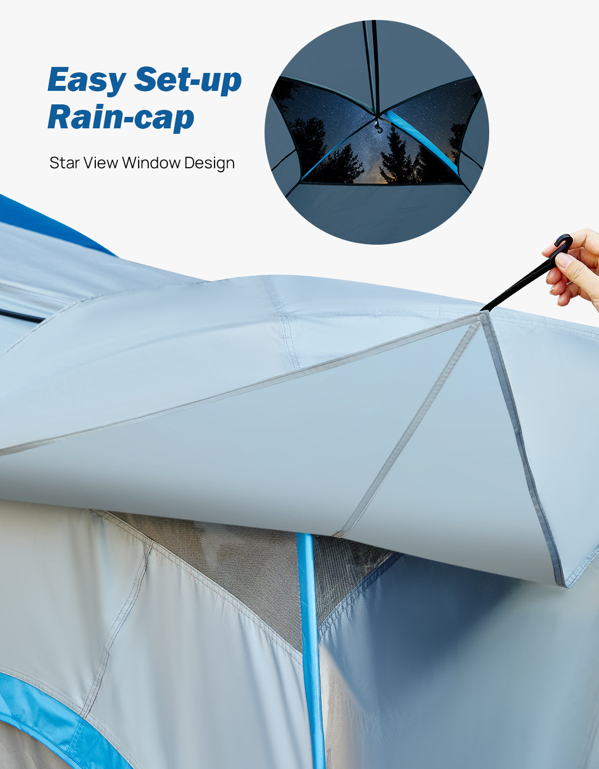 Truck Bed Tent with Rainfly, PU2000 Waterproof Double Layer, 2-Person – Gray Blue