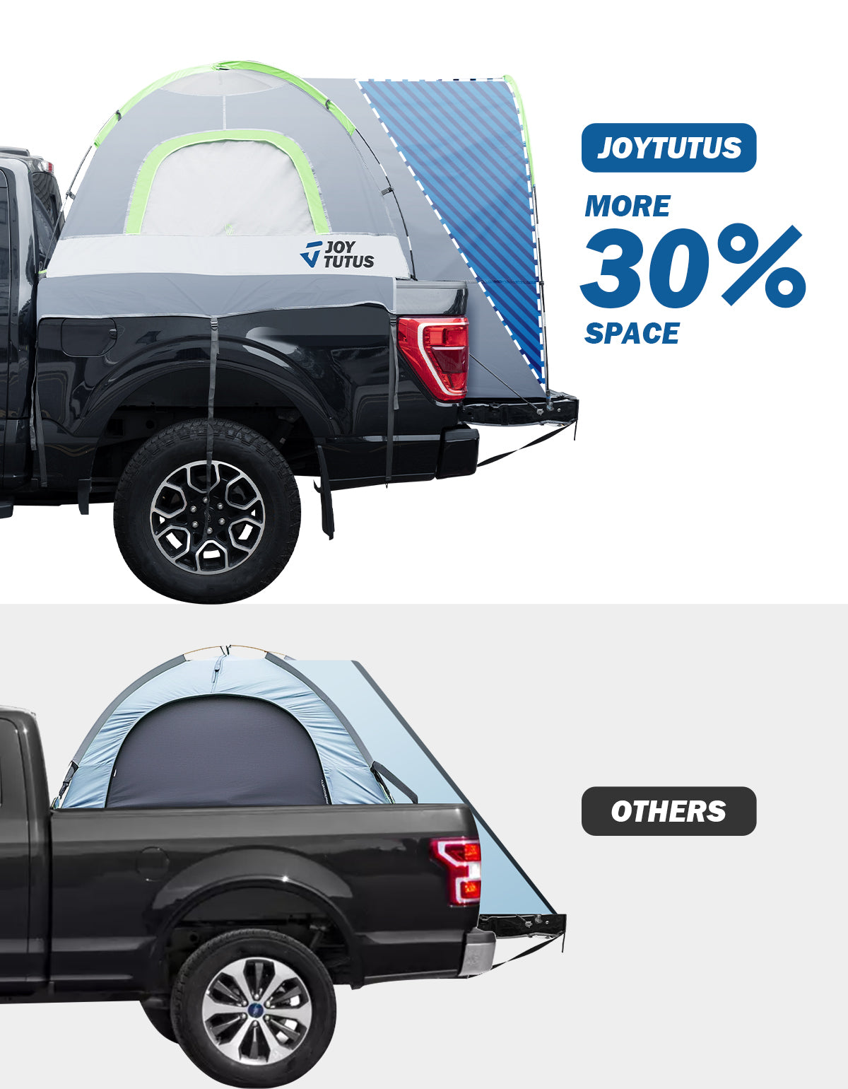 Pickup Truck Bed Tent with Rainfly, Waterproof Double Layer, Fits 5.0–6.7 ft Beds, 2-Person