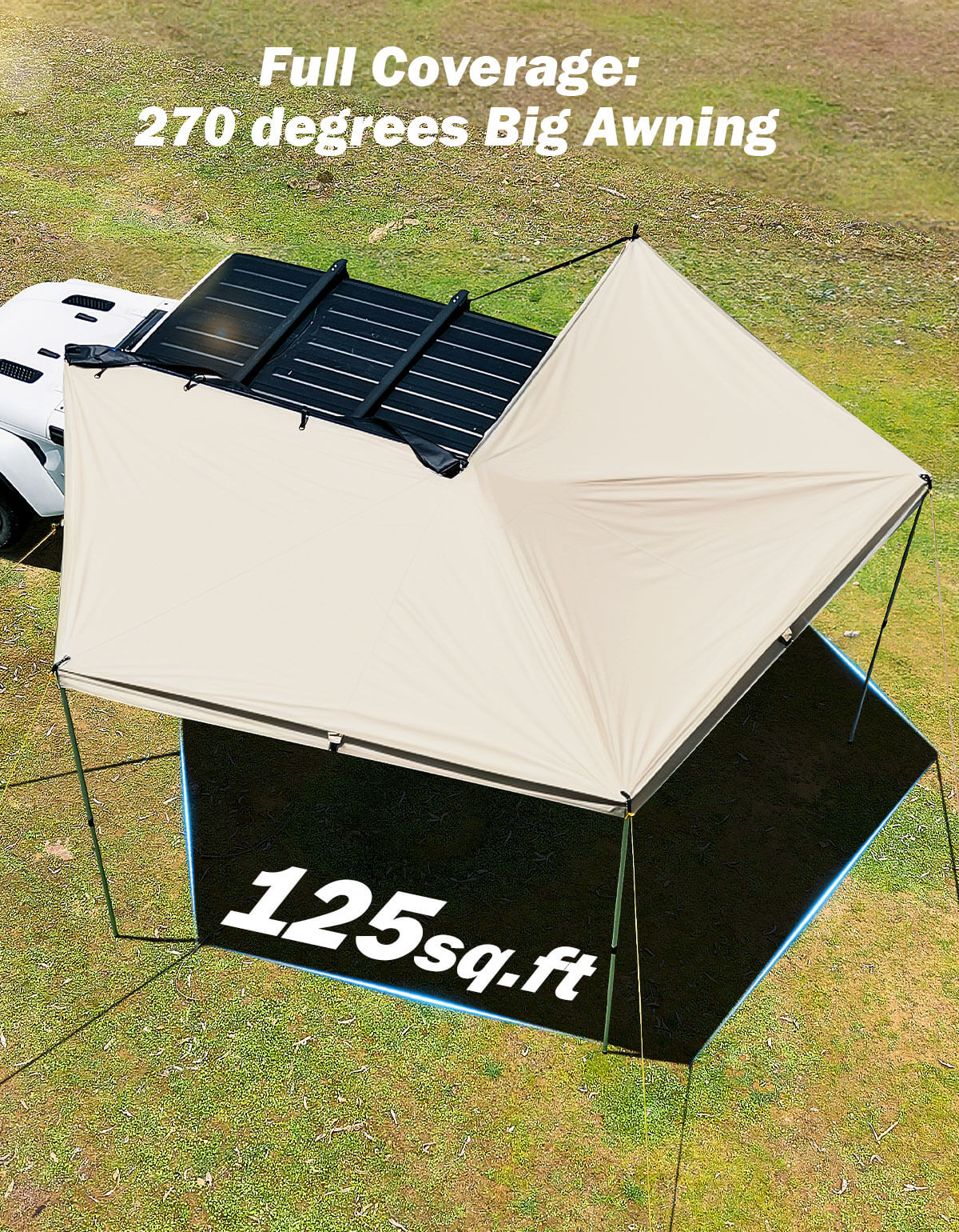 270 Degree Awning - 125 SQ. FT Freestanding All-Weather Side Canopy