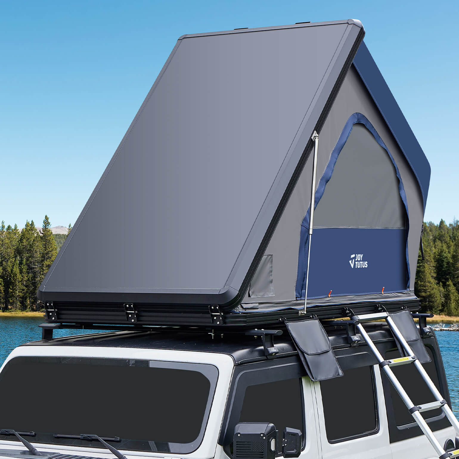Hard Shell Aluminum Rooftop Tent for 2–3 People with LED & Skyview