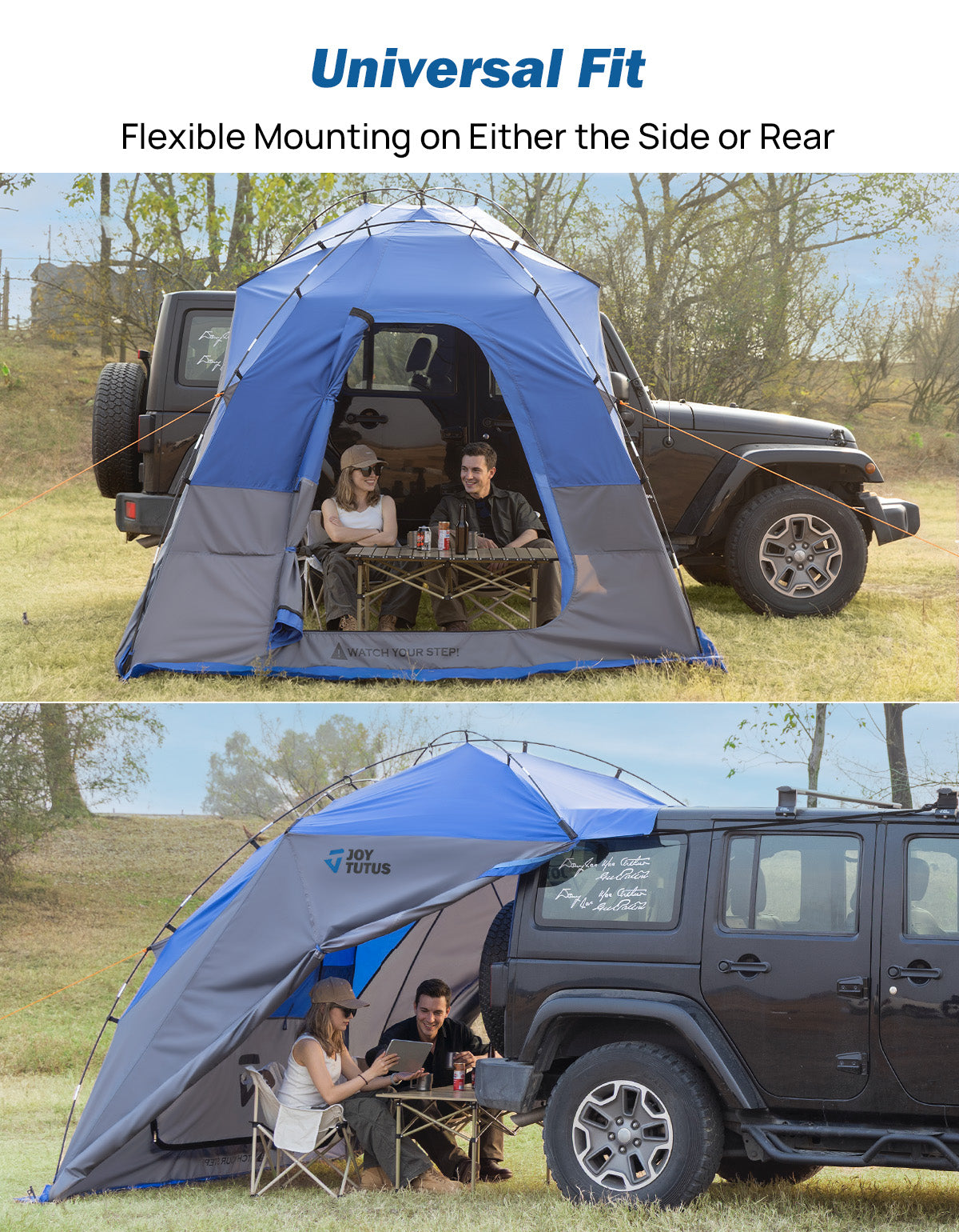 Universal Vehicle Shelter Awning with 3-Side Sunshade