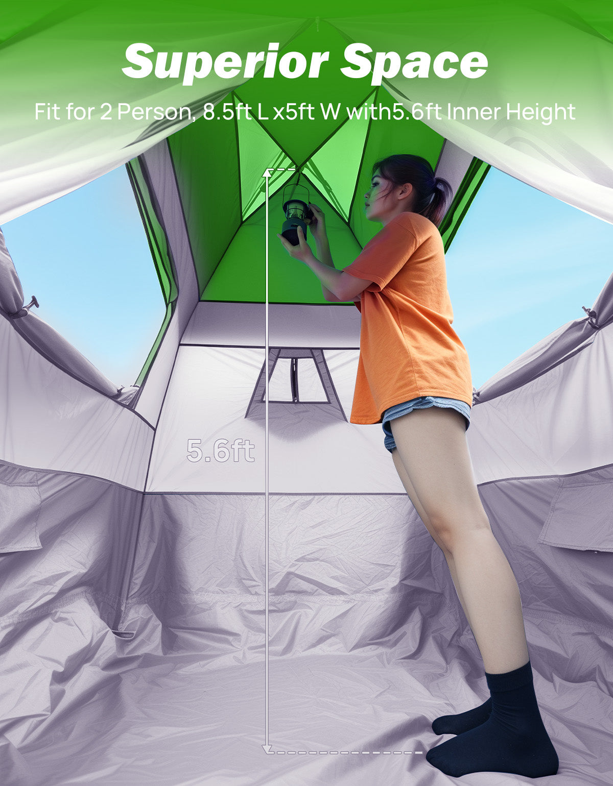 Truck Tent for 5'5" - 6'5" Truck Bed, Automatic Instant Setup Truck Camping Tent for 2 Person