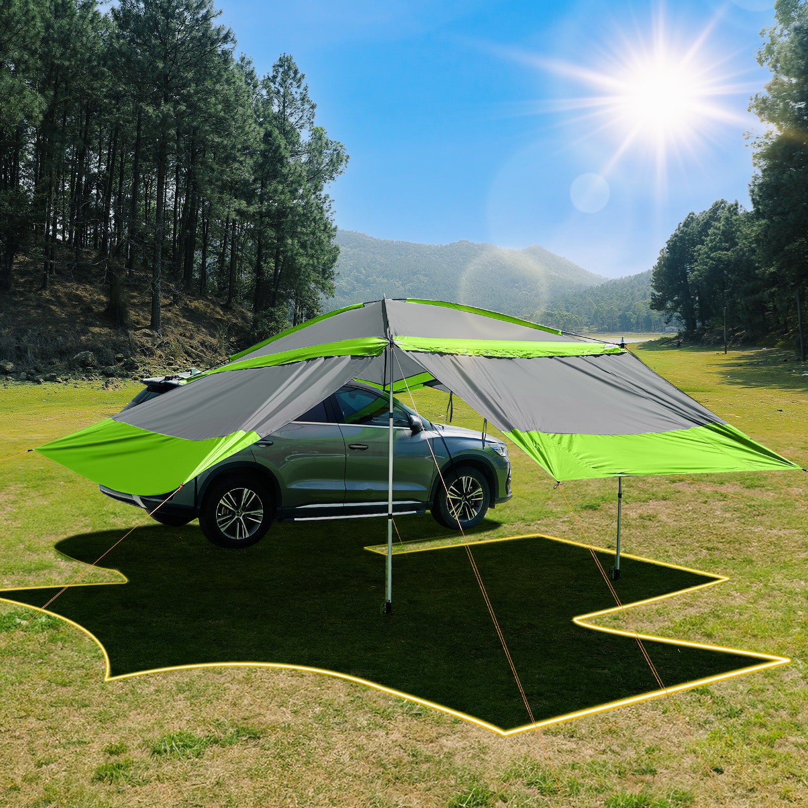11.5FT Overland Vehicle Awning with 3 Removable Panels