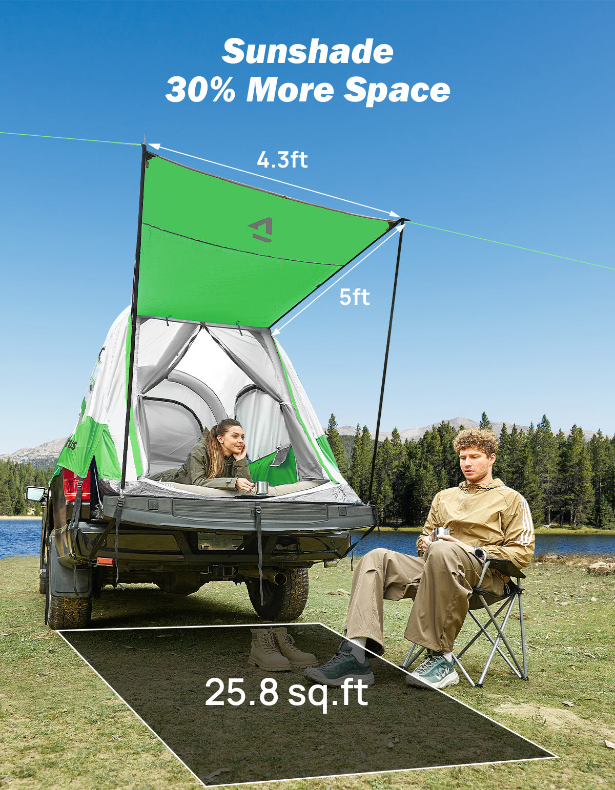 Inflatable Truck Bed Tent with Awning – 2 Person Pickup Camping Tent