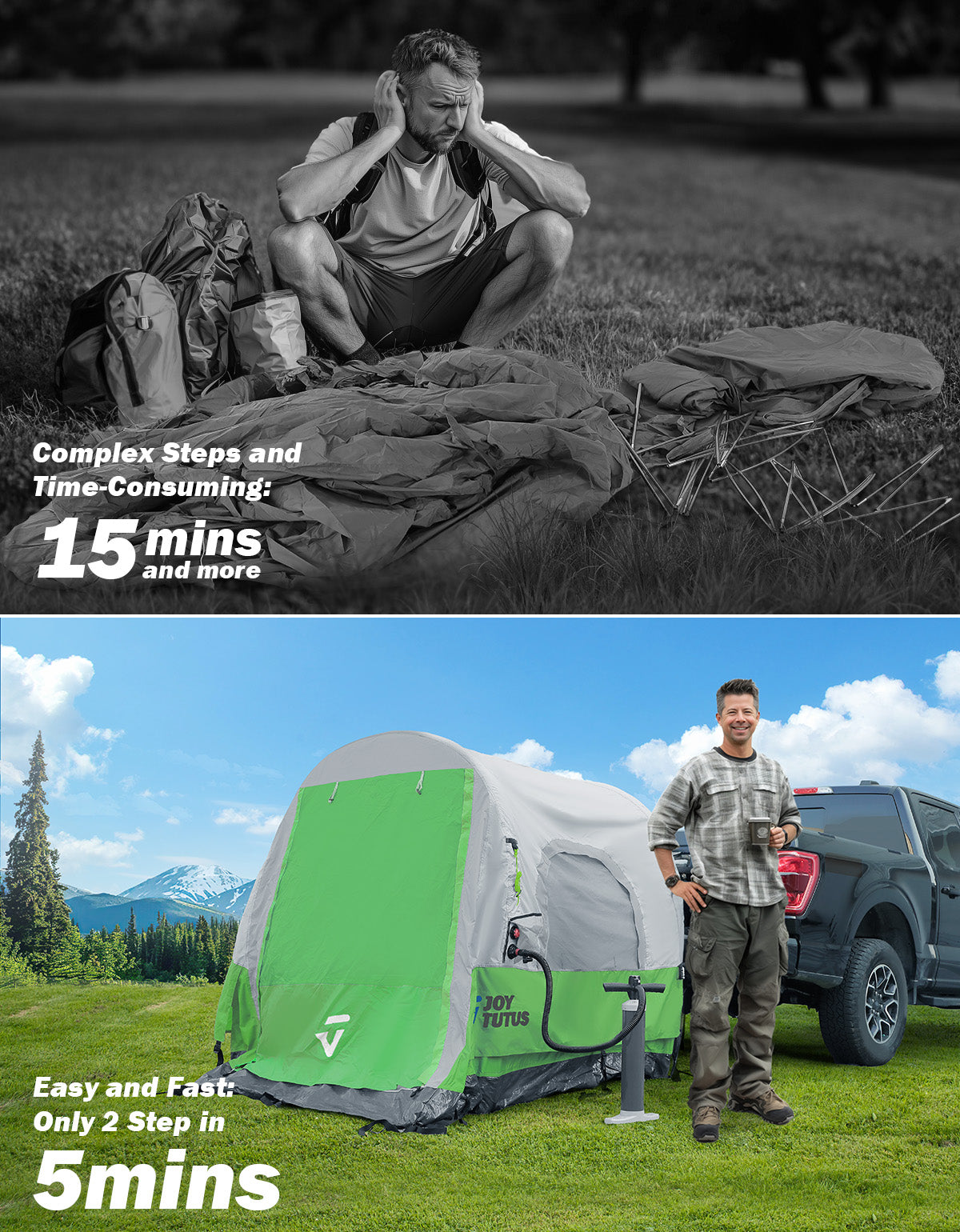 Inflatable Truck Bed Tent with Awning – 2 Person Pickup Camping Tent