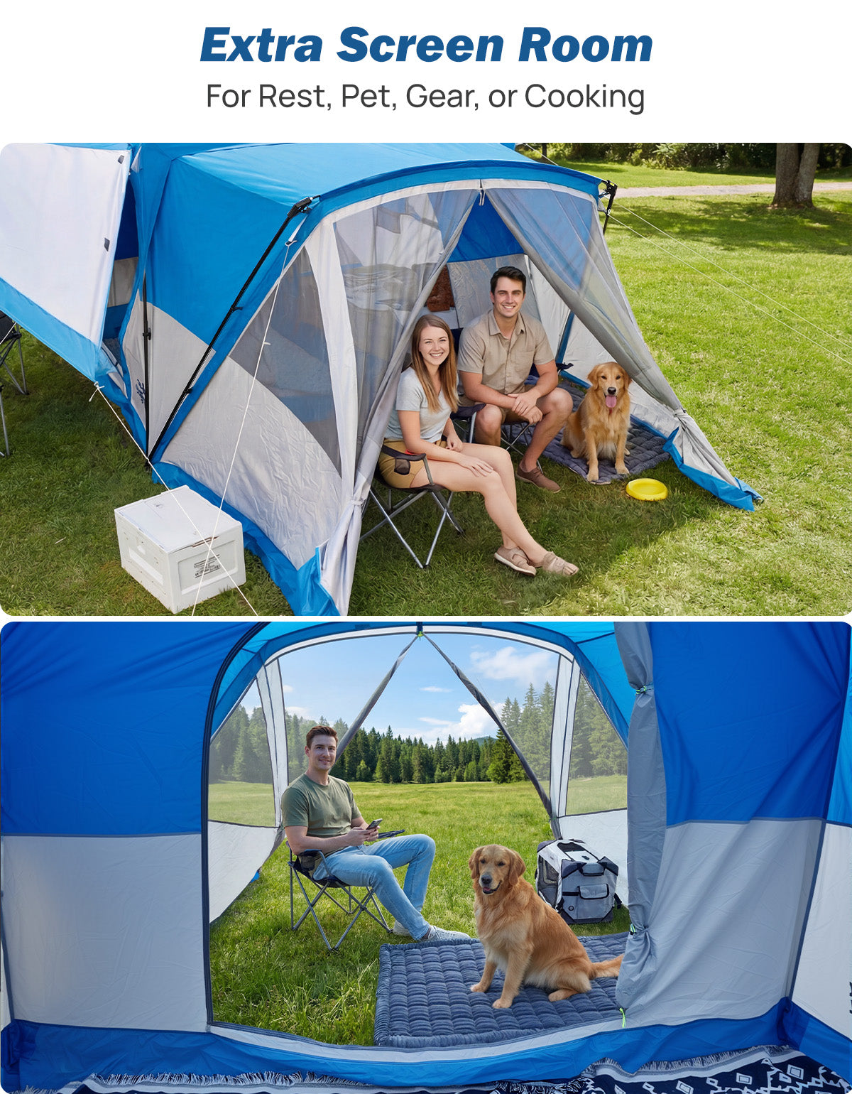 SUV Camping Tent for 5-9 Person, 2-Room Car Tent with Screen Porch
