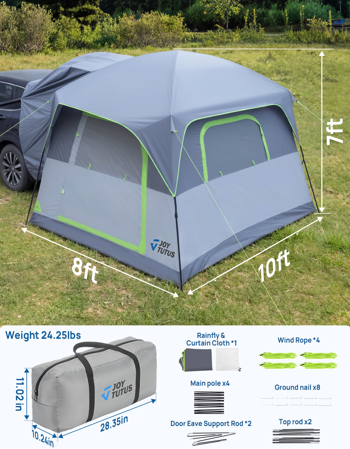 SUV Camping Tent for 4-6 Person, Dual-Use Car Tent with Double Door