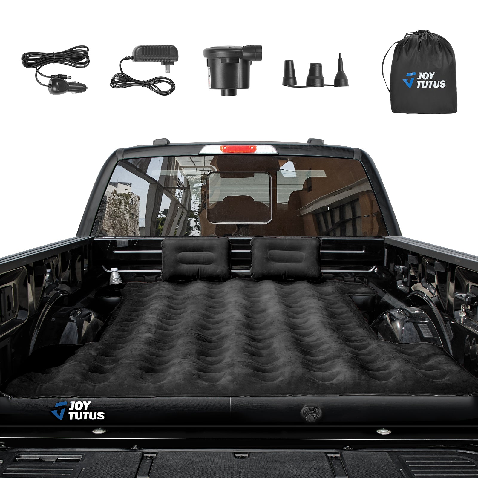 5.5–6.7ft Truck Bed Air Mattress, Inflatable Camping Mattress, Black