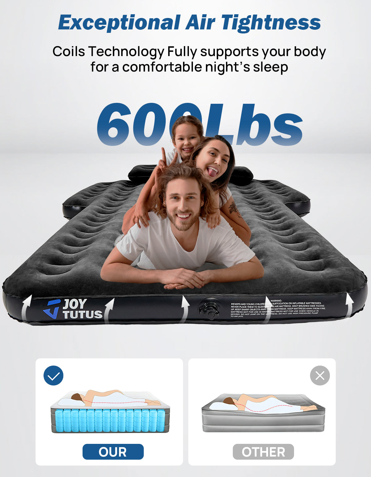 SUV Air Mattress Camping Bed – Thickened Car Sleeping Pad with Air Pump