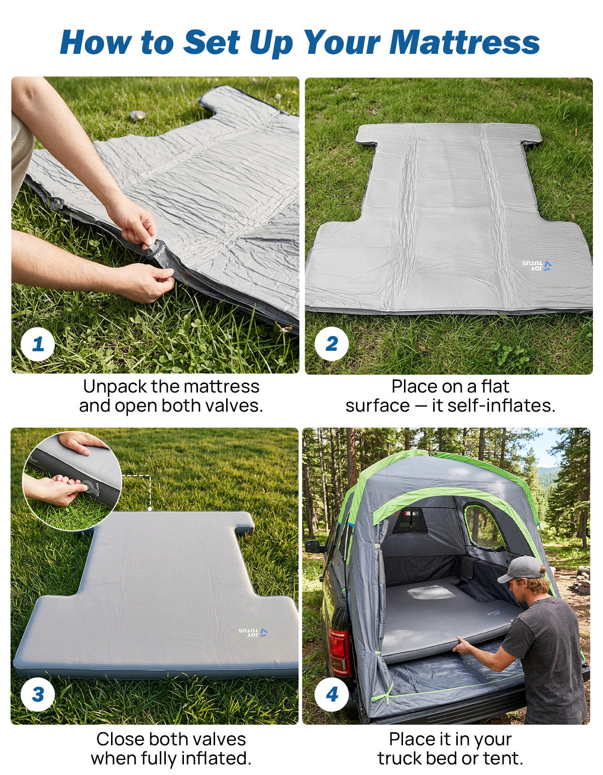 Truck Bed Camping Mattress – 4" Self-Inflating Foam & Air Sleeping Pad