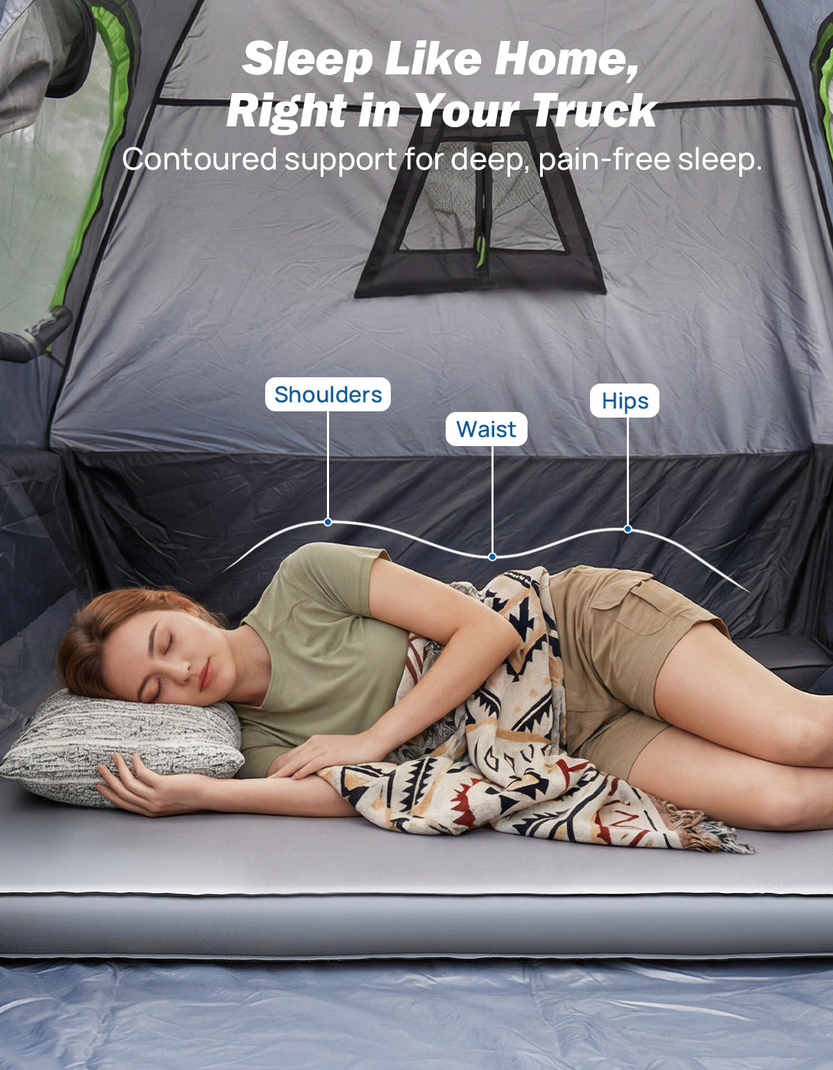Truck Bed Camping Mattress – 4" Self-Inflating Foam & Air Sleeping Pad