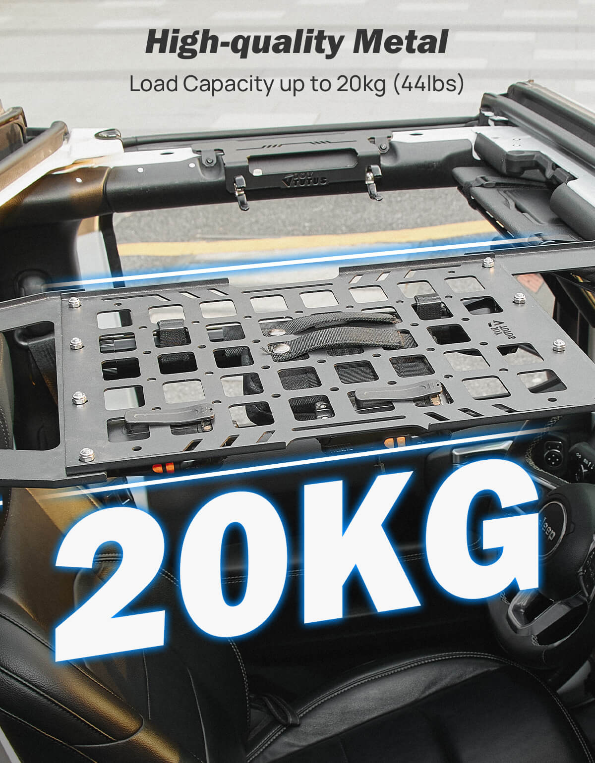 Hard Top Roof Rack Molle Panel Compatible with Wrangler JL JLU & Gladiator JT 2018-2025