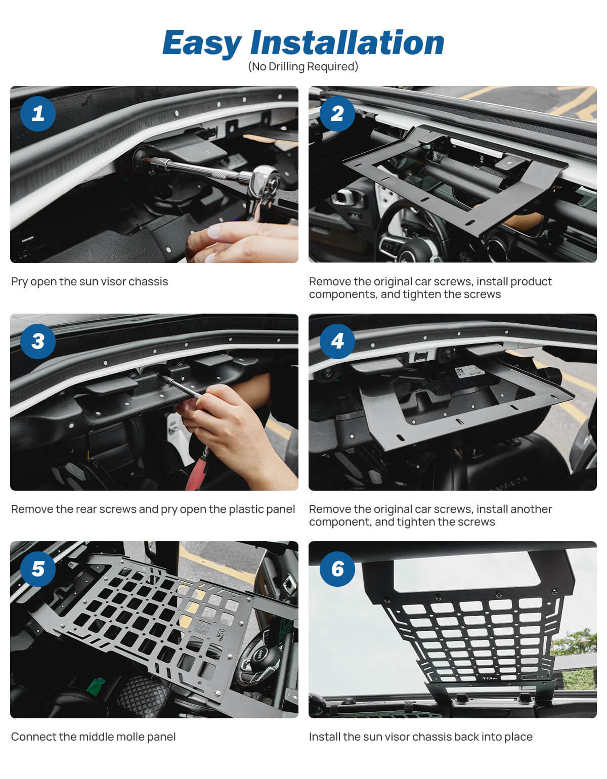 Hard Top Roof Rack Molle Panel Compatible with Wrangler JL JLU & Gladiator JT 2018-2025