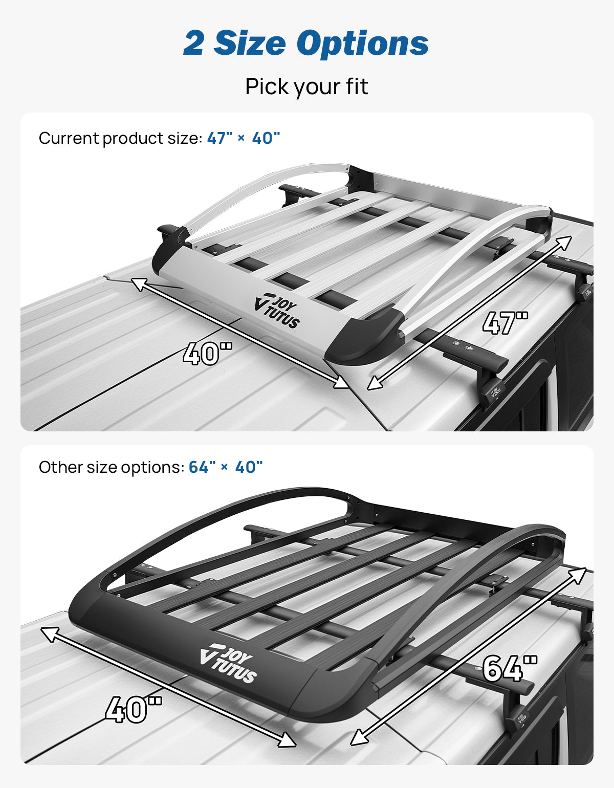 Aluminum Roof Cargo Basket for SUVs, Trucks & Cars – 47" x 40" x 8", Silver
