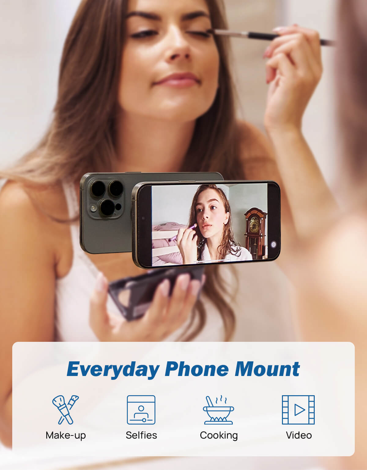 Suction Cup Shower Phone Holder for Mirror, Tile, Kitchen & Window