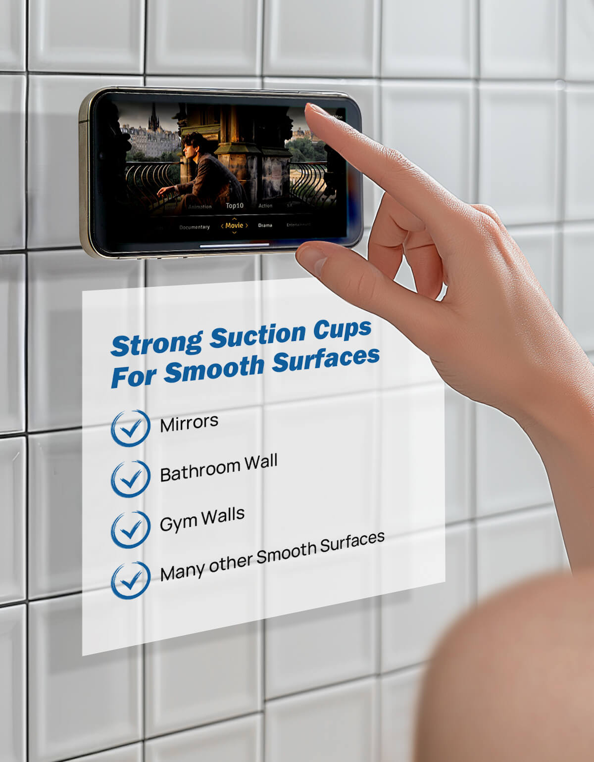 Suction Cup Shower Phone Holder for Mirror, Tile, Kitchen & Window