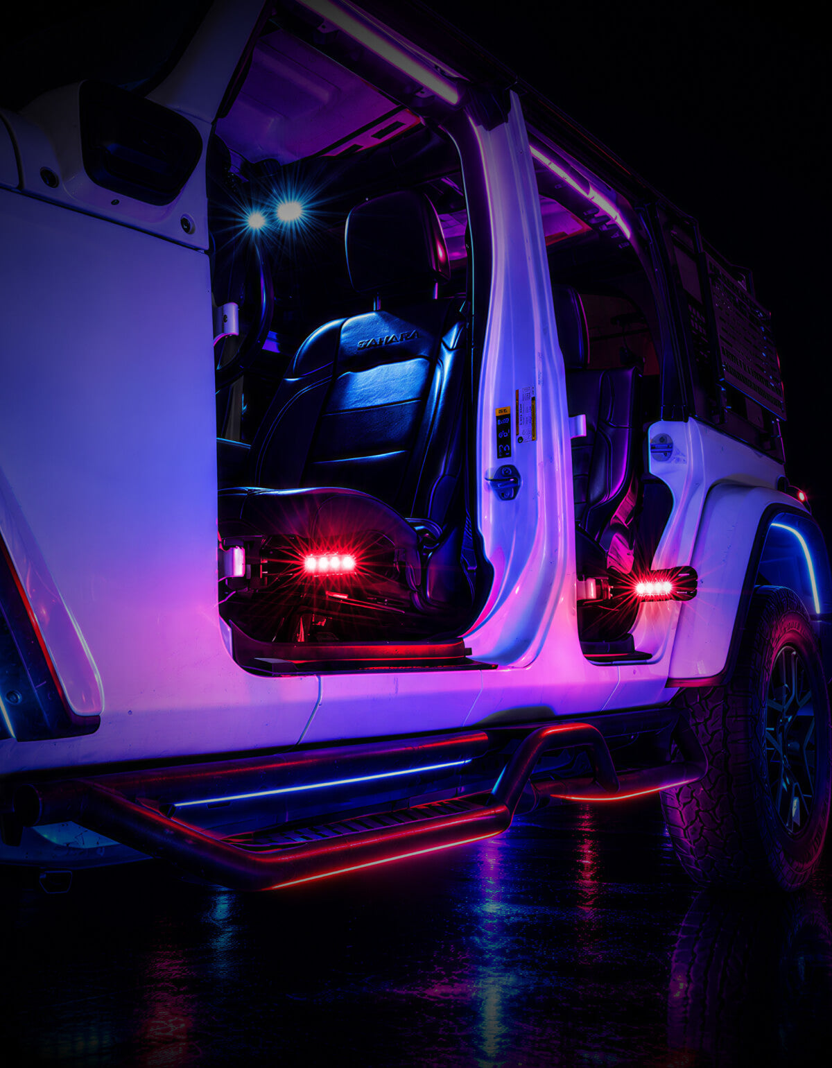 LED Foot Pegs for Jeep Wrangler JK/JL & Gladiator JT (2007–2026) – CNC Doors Off Footrests with 7 Lighting Modes