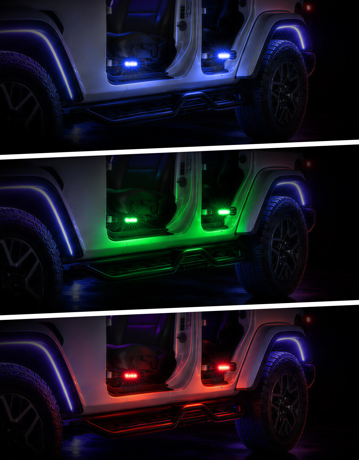 LED Foot Pegs for Jeep Wrangler JK/JL & Gladiator JT (2007–2026) – CNC Doors Off Footrests with 7 Lighting Modes