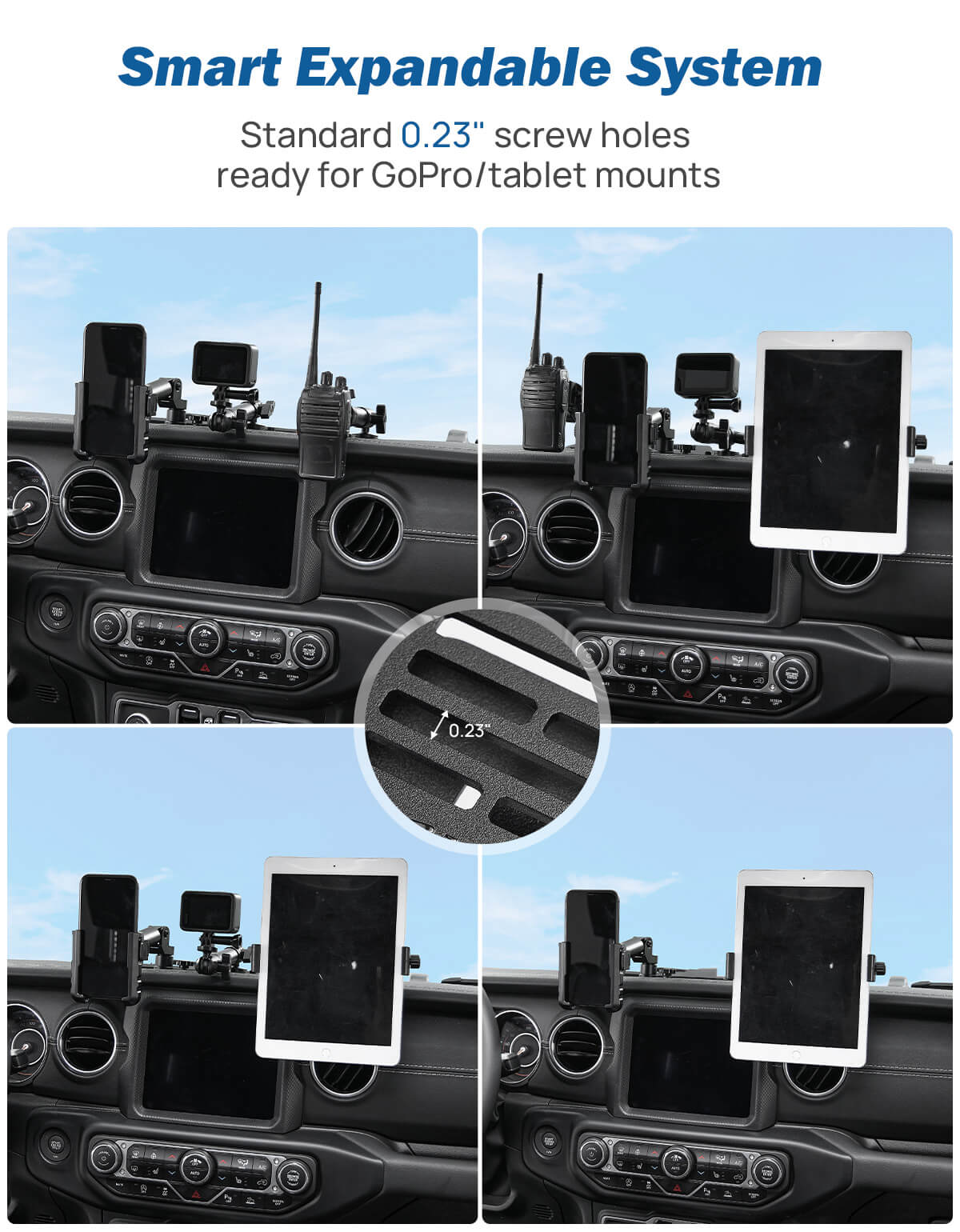 Metal Dash Cell Phone Holder Compatible with 2018-23 Wrangler JL & 2020-23 Gladiator JT