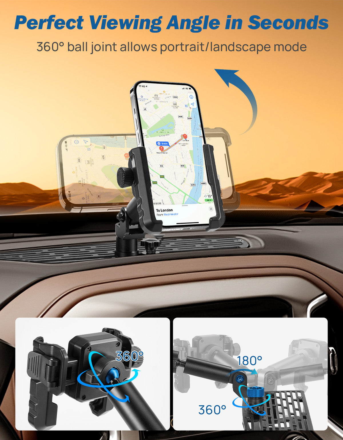 Metal Dash Mount Phone Holder Compatible with Silverado & Sierra 2019-2022