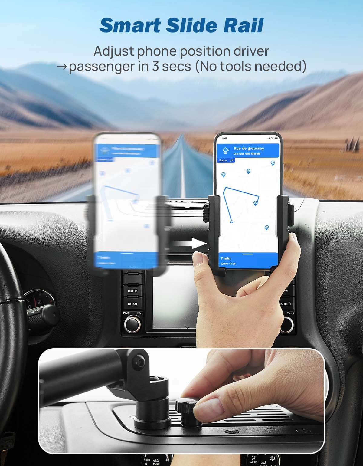 Metal Multi-Device Dash Platform Mount for Wrangler JK 2007-2018