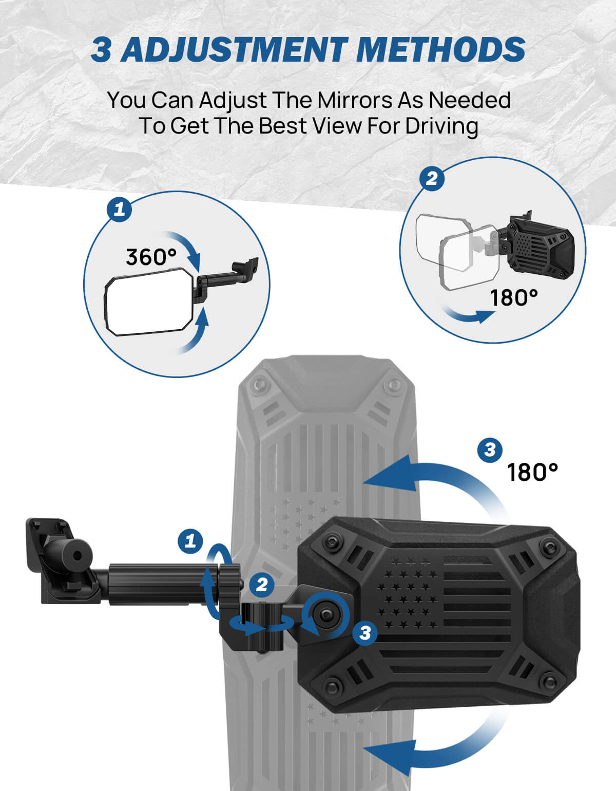 Mirrors Doors Off Compatible with 2024-2026 Wrangler JL Gladiator JT