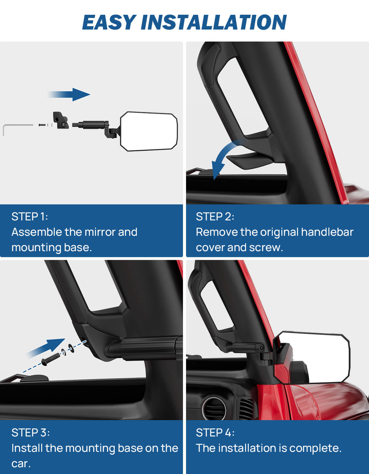 Mirrors Doors Off Compatible with 2024-2026 Wrangler JL Gladiator JT