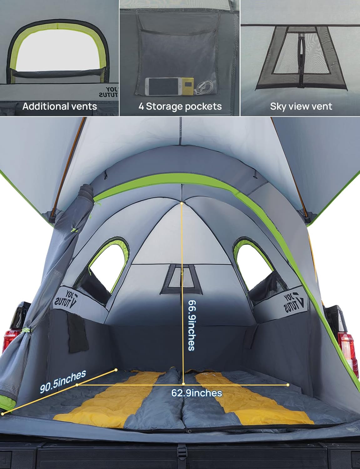 Pickup Truck Tent Bed Tent with Removable Awning - Aluminum Rod