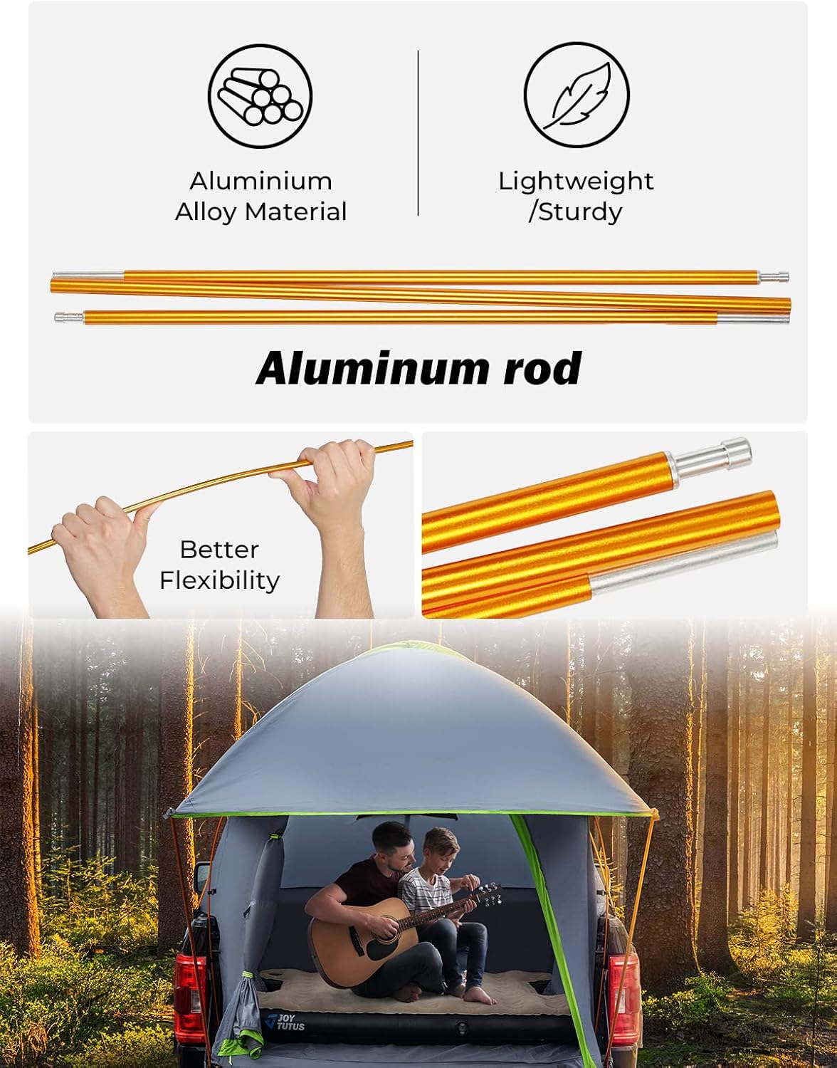Pickup Truck Tent Bed Tent with Removable Awning - Aluminum Rod