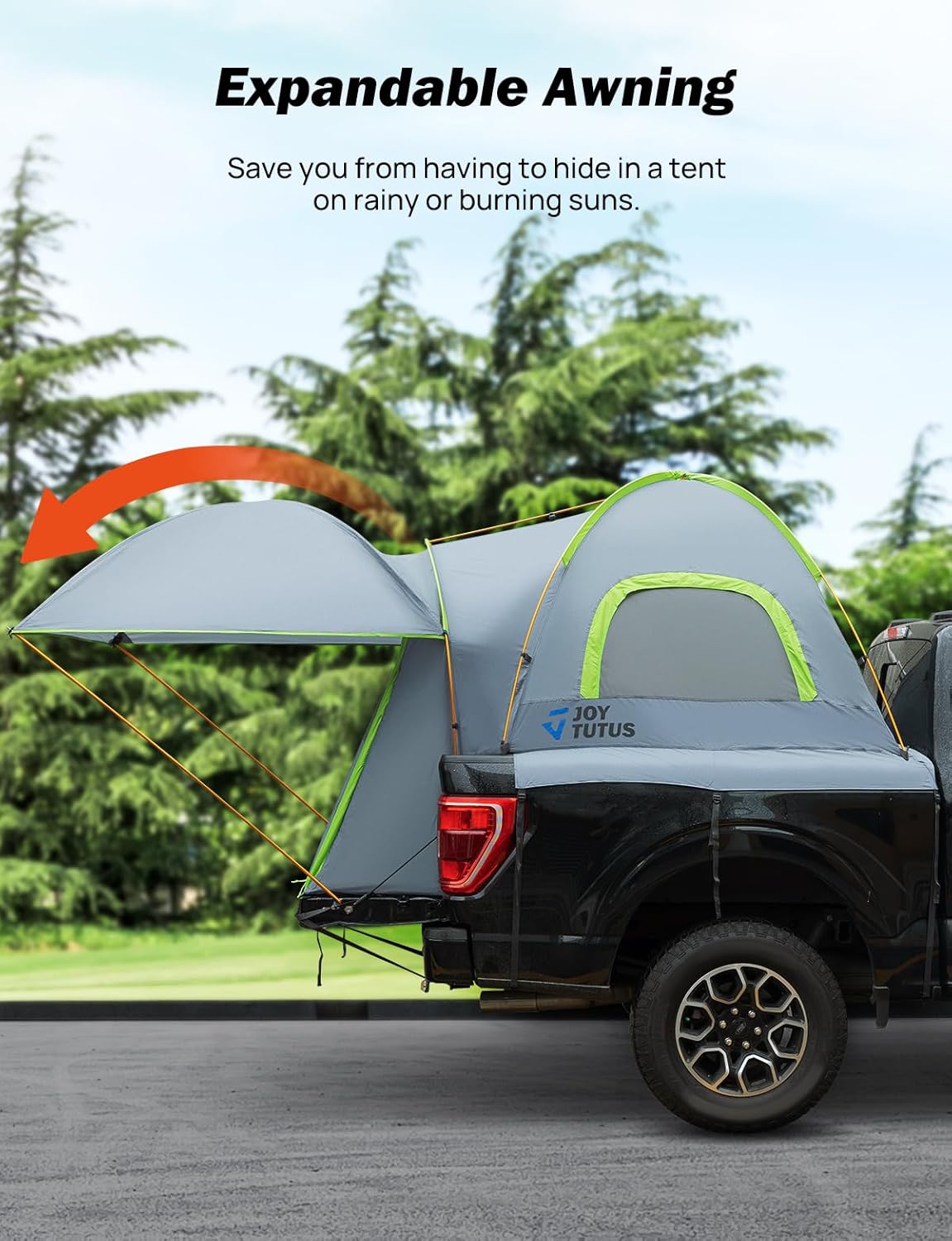 Pickup Truck Tent Bed Tent with Removable Awning - Aluminum Rod
