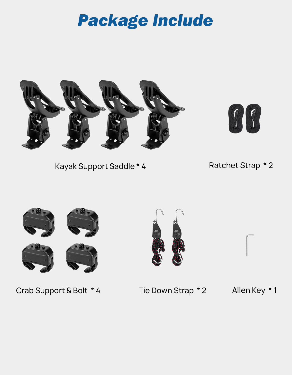 T-Slot Kayak Roof Rack Saddles for Cross Bars – 150LB Carrier Kit