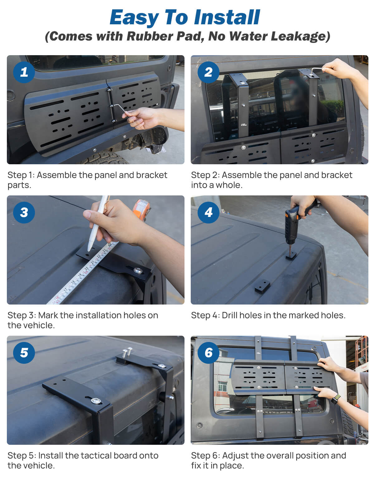 Rear Window Storage Panel Kit Compatible with Jeep Wrangler JK 2007-2018