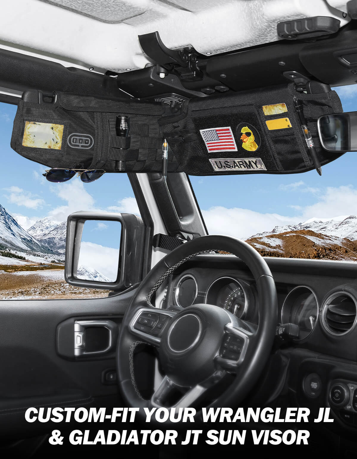 Sun Visor Organizer Compatible with Wrangler JL & JT 2018-2024
