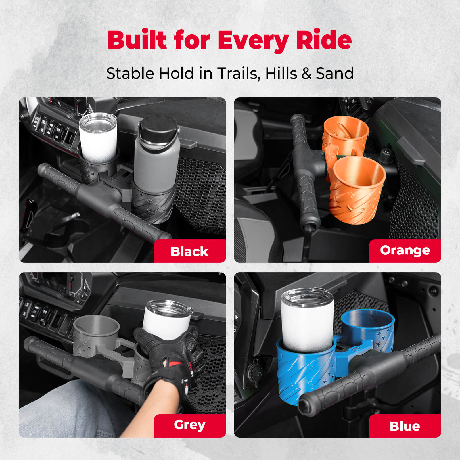 Universal UTV Grab Bar Cup Holder Compatible with Polaris RZR, Can-Am Maverick, Yamaha YXZ