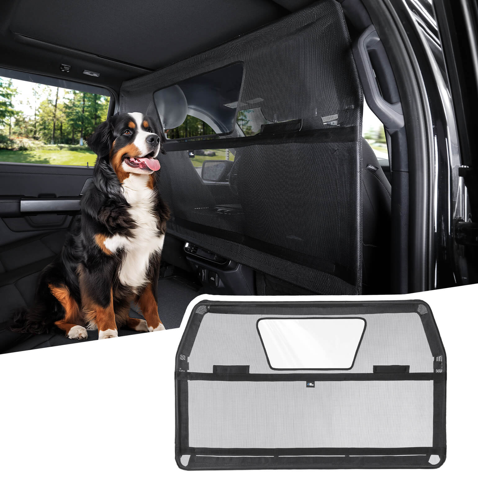 Wide Dog Car Barrier for Vehicles - Black
