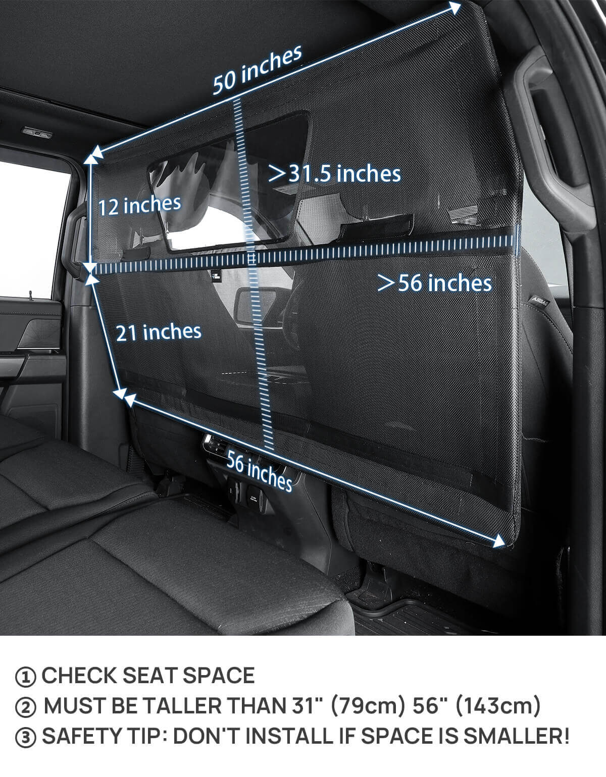 Wide Dog Car Barrier for Vehicles - Black