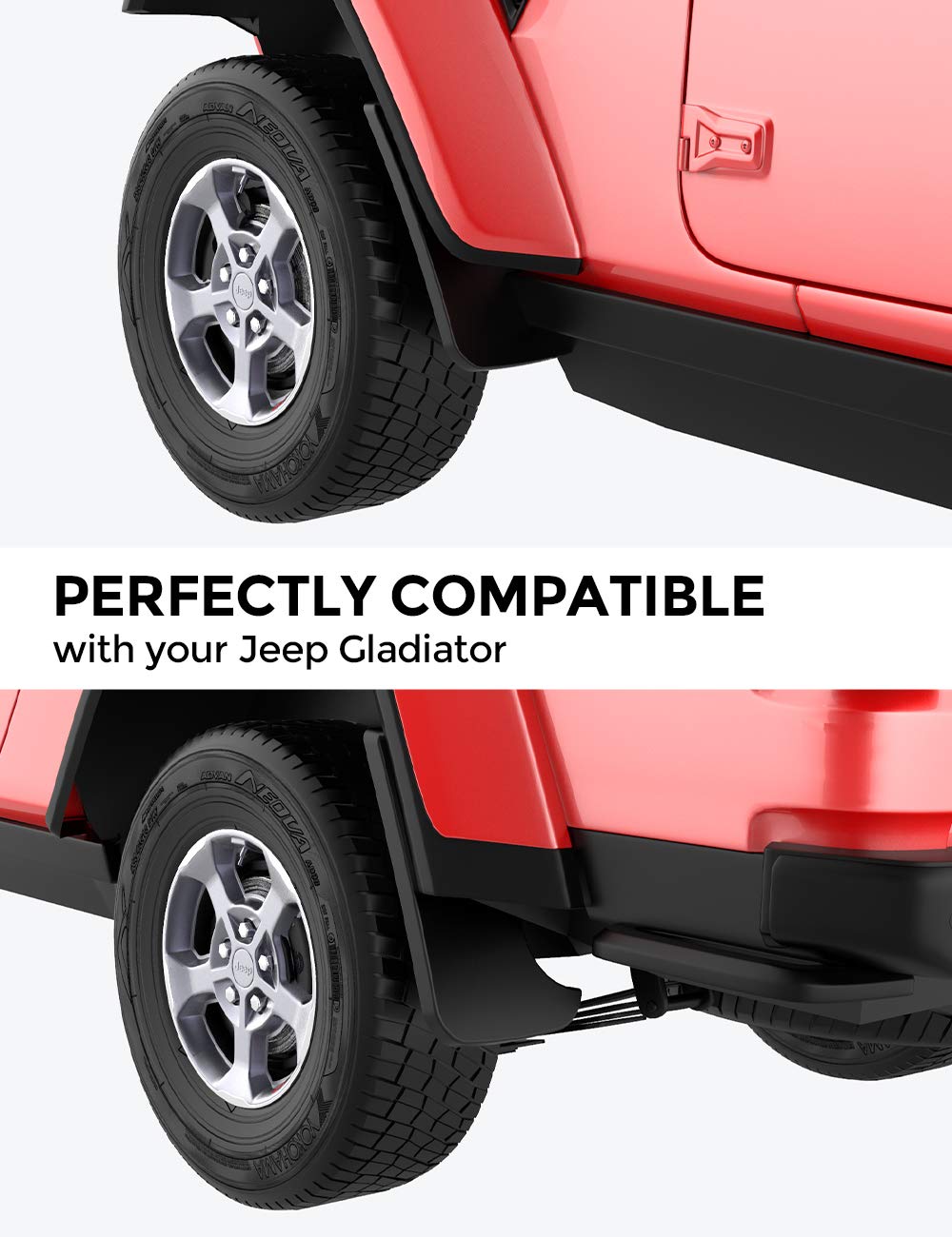 Mud Flaps Fit for 2020-2023 Gladiator, Mud Flaps Guards Splash Flares Front & Rear 4 Piece Set (NOT FITS Rubicon & Mojave)