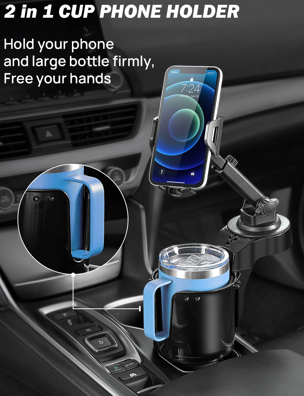 Cup Holder Phone Mount for Car, Compatible iPhone, Samsung & All Smartphones
