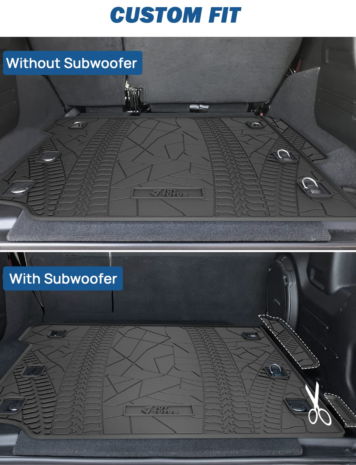 JOYTUTUS Cargo Mat fits 2018-2024 Wrangler JL 4X4 with OEM Subwoofer- NOT FIT 4XE
