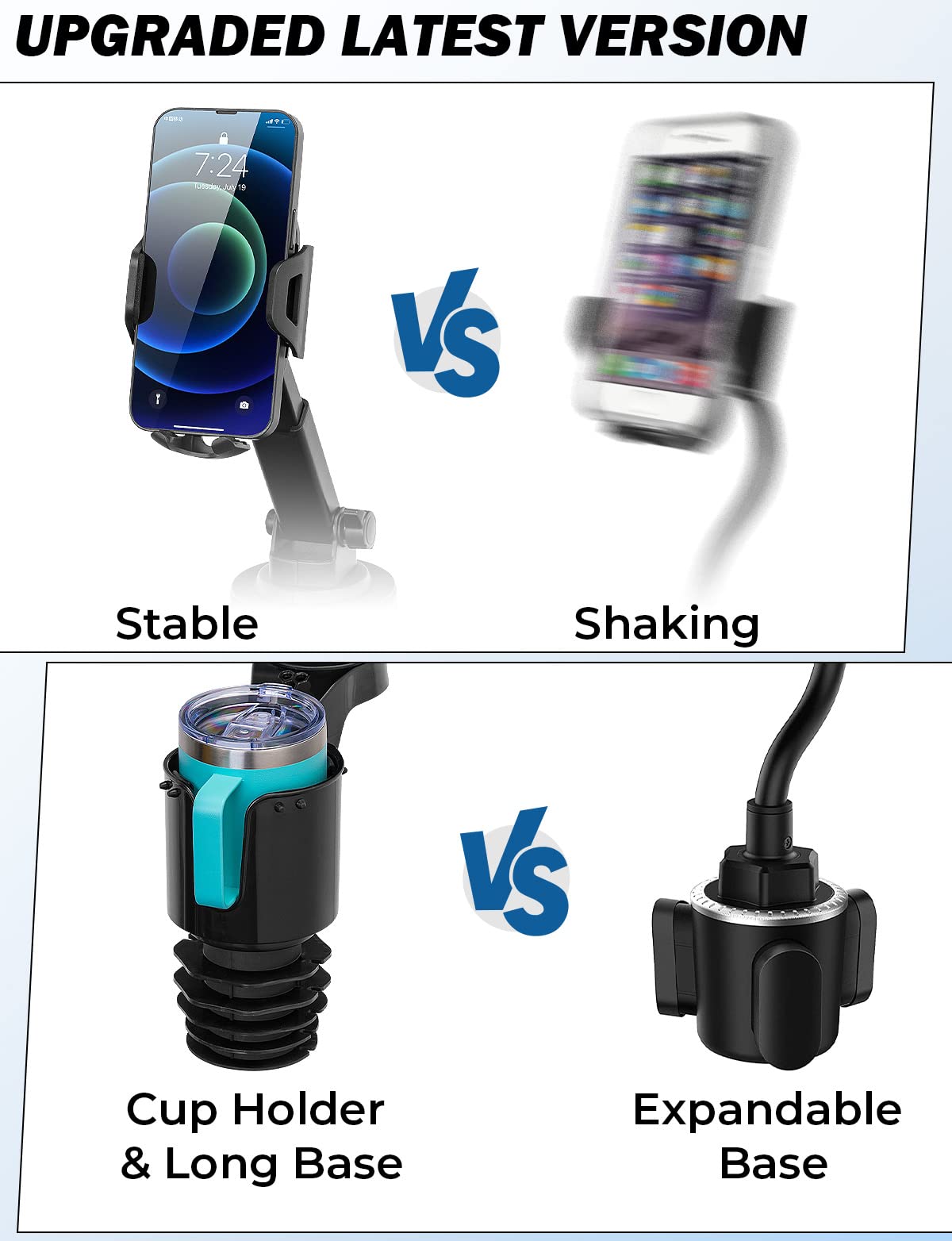 Cup Holder Phone Mount for Car, Compatible iPhone, Samsung & All Smartphones