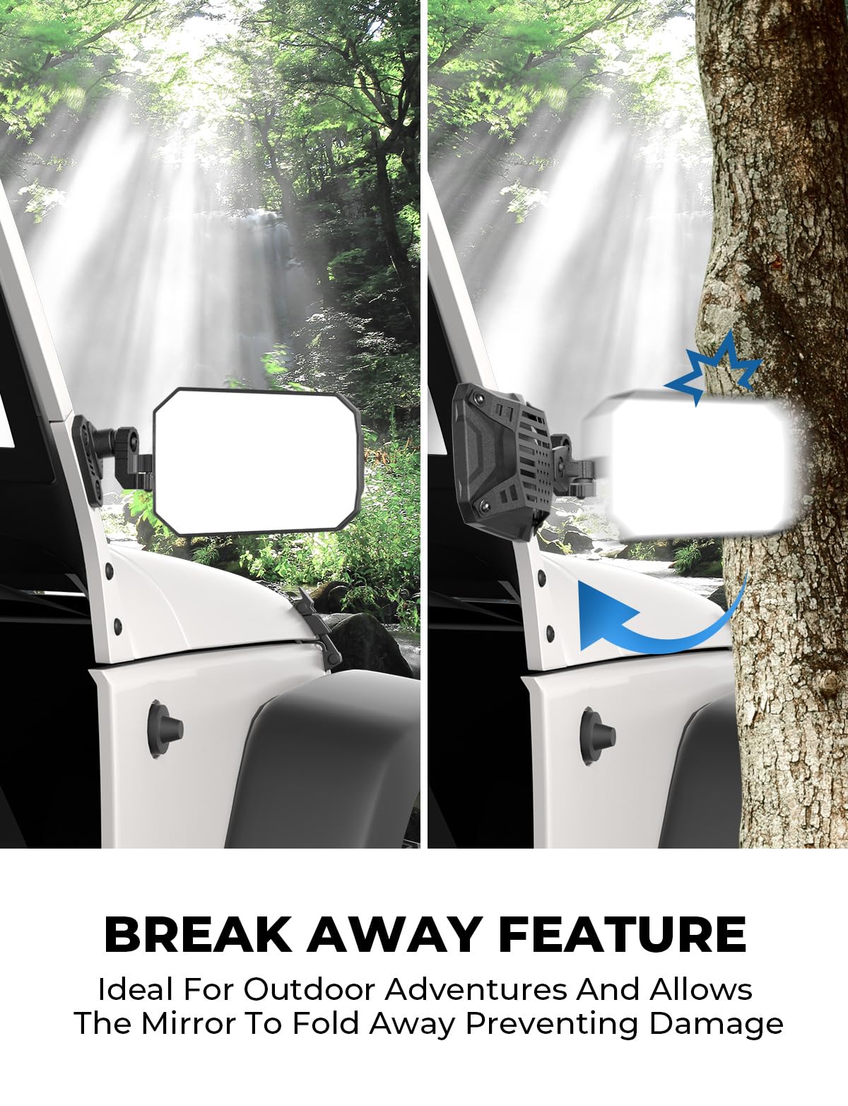 JOYTUTUS Wrangler Mirrors Doors Off Fit for Wrangler TJ JK & Unlimited 1997-2018