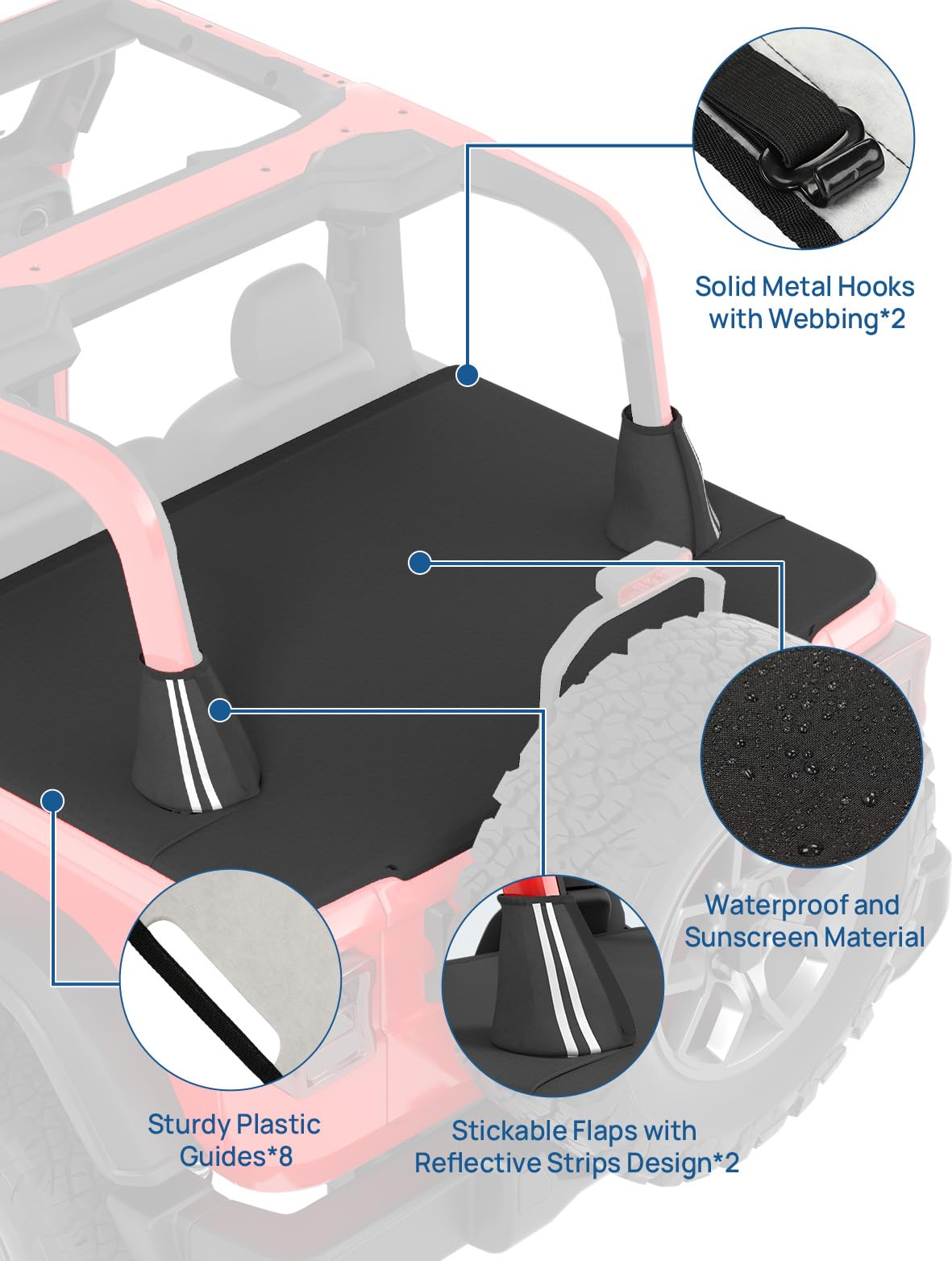 JOYTUTUS Tonneau Cover Fit for Wrangler JL 2 Doors, JL Trunk Cargo Cover Tailgate Cover