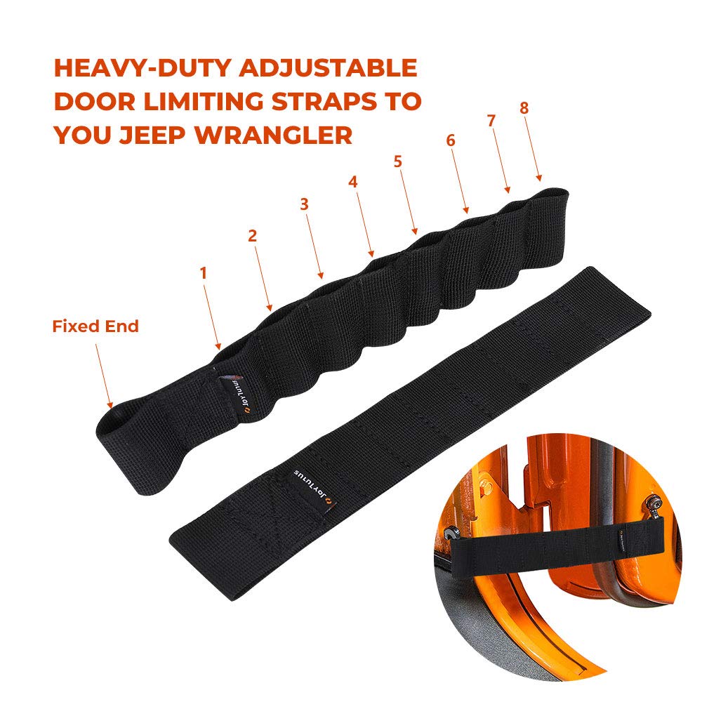 JOYTUTUS Door Limiting Straps, for Wrangler CJ YJ TJ JK JKU JL JLU 1996 to 2024 Load 1000 Lb, 2 Pack