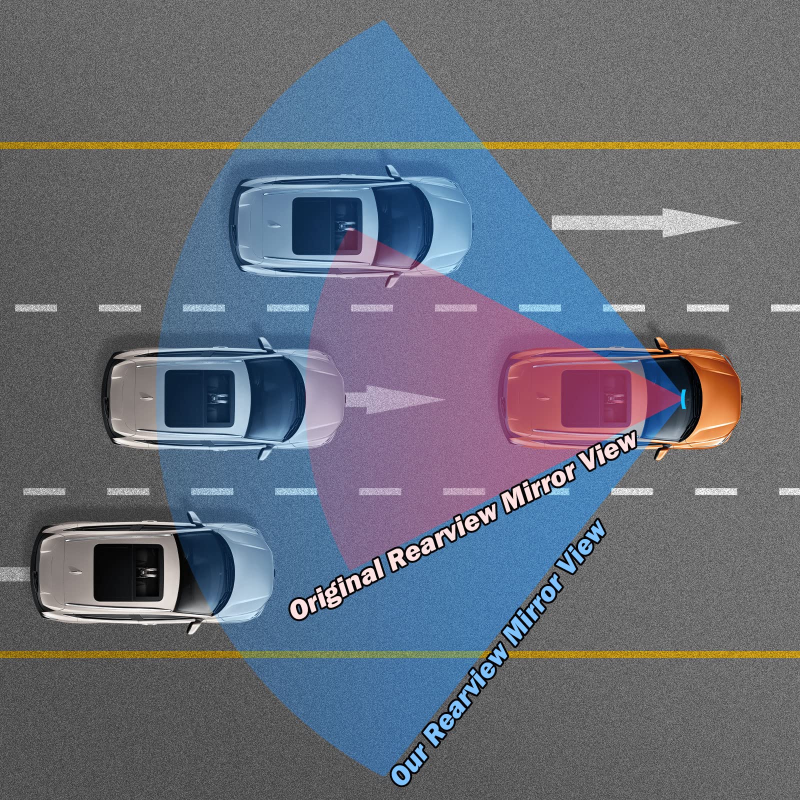 12" Panoramic Clip-On Rearview Mirror, Wide Angle Convex