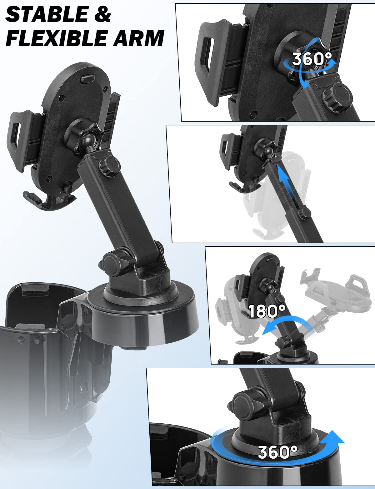 Cup Holder Phone Mount for Car, Compatible iPhone, Samsung & All Smartphones