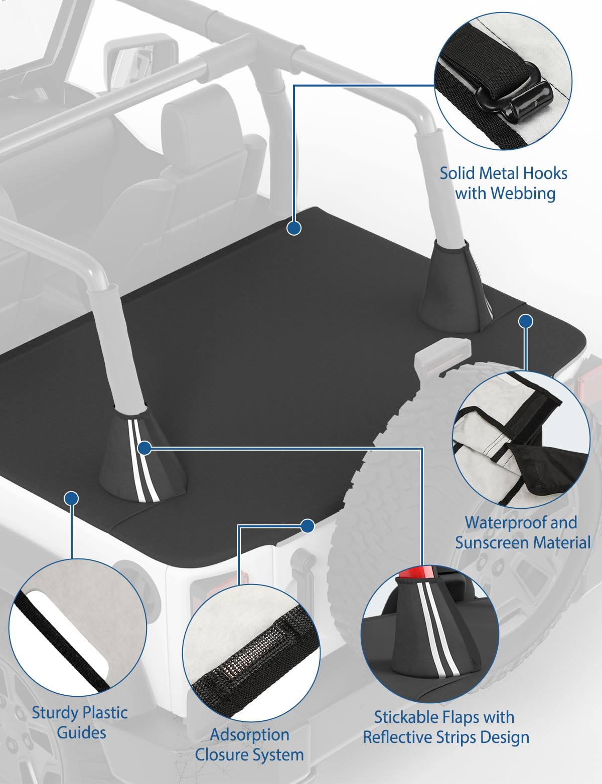 JOYTUTUS Tonneau Cover Fit for 2007-2018 Wrangler JK 2 Doors, JK Cargo Trunk Cover Tailgate Cover
