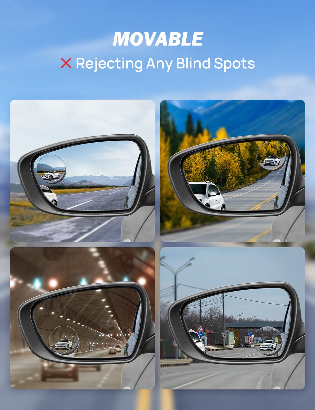 JOYTUTUS HD Blind Spot Car Mirror Accessories Round Convex Mirror Frameless Side Rear View Mirror