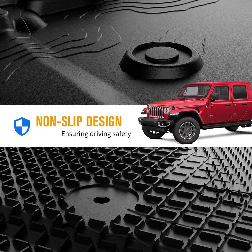 JOYTUTUS Floor Mats Fit for Gladiator 2020 2021 2022 2024, TPE All Weather Protection Floor Mats