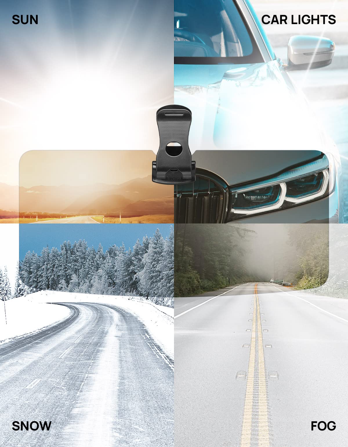 16.9" Universal Anti-Glare Polarized Sun Visor Extender